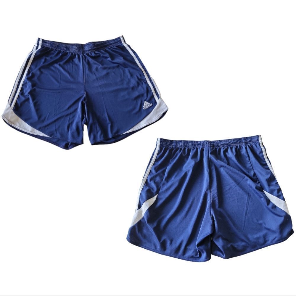 ADIDAS Blue/White Stripe ClimaCool 100% Polyester Athletic Shorts Size L